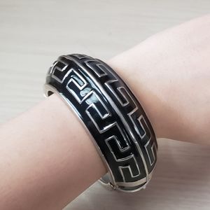 Black and silver metal clamp bracelet